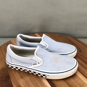 Vans Classic Slip On Checkerboard Skate Shoes Light Blue Sneakers Womens 6